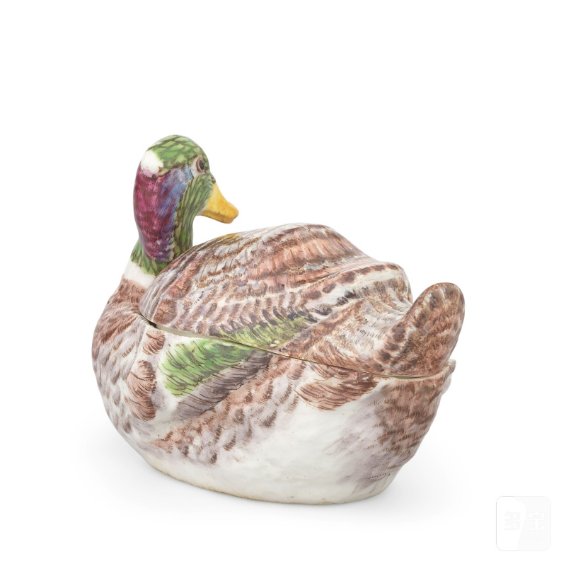 A rare Bow duck tureen and cover, circa 1755-58 - 图8